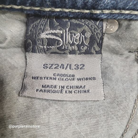 Silver Jeans 24 Suki Straight High Rise Tummy Control Embellished Thick Stitch - Picture 6 of 14